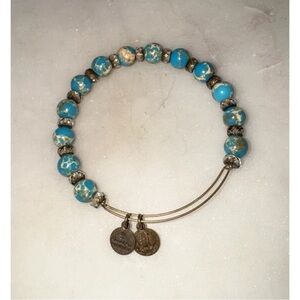 Alex and Ani Turquoise Beaded Bracelet with Gold Accents